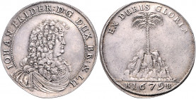 Braunschweig und Lüneburg - Calenberg-Hannover Johann Friedrich 1665-1679 Reichstaler 1679 RB, Zellerfeld Palmbaumtaler Dav. 6575. Welter 1707. 
fein...