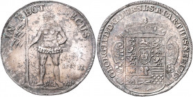Braunschweig und Lüneburg - Calenberg-Hannover Georg I. Ludwig 1698-1727 Reichstaler 1715 HH Dav. 2066. Welter 2144. 
Korrosionsspuren ss
