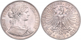 Frankfurt - Stadt Vereinsdoppeltaler 1861 Kahnt 183. Dav. 651. AKS 4. Thun 145. 
 ss-vz