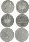 Frankfurt - Stadt Lot o.J. von 3 Stücken: Vereinstaler 1860 Kahnt 168. Dav. 649. AKS 8. Thun 142., Vereinstaler 1859 zu Schiller´s Hundertjähriger Geb...