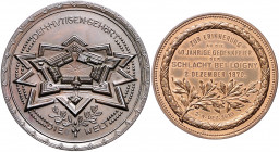 Hamburg Bronzemedaille 1910 Zur Erinnerung an die 40-jährige Gedenkfeier der Schlacht bei Loigny am 2. Dezember 1870, dazu Bronzemedaille 1914 auf die...
