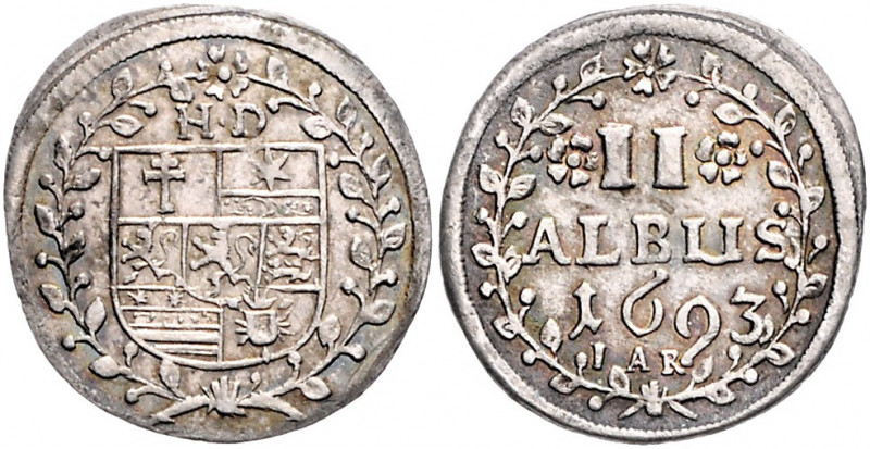 Hessen - Darmstadt Ernst Ludwig 1678-1739 2 Albus 1693 I A R Schütz 2802. 2. Sch...