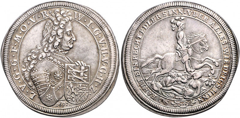 Hohenlohe - Neuenstein Wolfgang Julius 1641-1698 Reichstaler 1697 Nürnberg Dav. ...