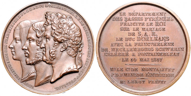 Mecklenburg - Schwerin Paul Friedrich 1837-1842 Bronzemedaille 1837 (v. Barre) a...