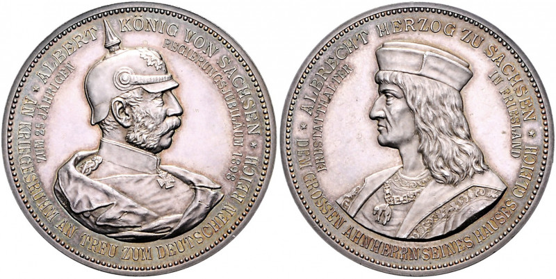 Sachsen - Kurfürstentum, ab 1806 Königreich Albert 1873-1902 Silbermedaille 1898...