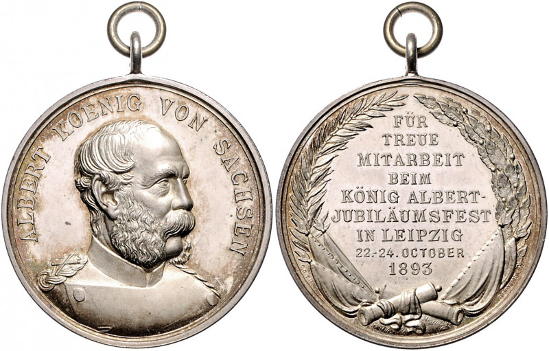 Sachsen - Leipzig, Stadt Silbermedaille 1893 (v. Drentwett) Prämie für treue Mit...