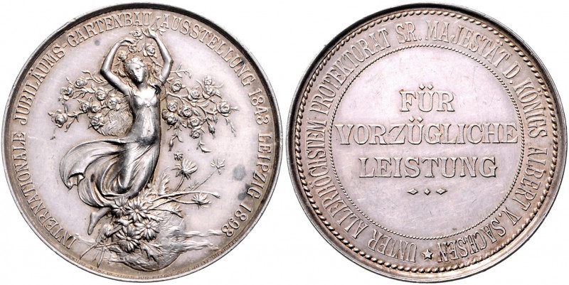 Sachsen - Leipzig, Stadt Silbermedaille 1893 (v. Oertel) Prämie der Internationa...