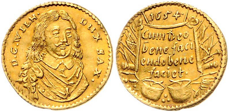 Sachsen - Weimar Wilhelm IV. 1640-1662 1/2 Dukat 1654 o.Mzz. - Weimar auf den Ne...