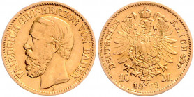Baden Friedrich I. 1856-1907 10 Mark 1873 G J. 183 
 ss