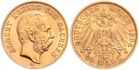 Sachsen Albert 1873-1902 20 Mark 1894 E J. 264 
 ss-vz/f.vz