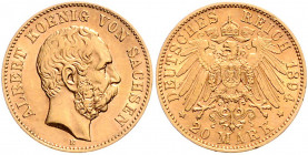 Sachsen Albert 1873-1902 20 Mark 1894 E J. 264 
winz. Rf. ss-vz