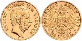 Sachsen Albert 1873-1902 20 Mark 1895 E J. 264 
 ss-vz