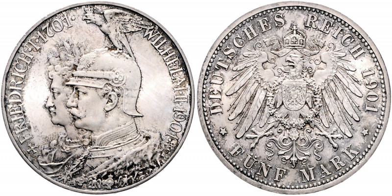 Preussen Wilhelm II. 1888-1918 5 Mark 1901 Zum 200-jährigen Bestehen des Königre...