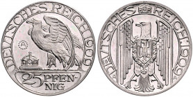 Kaiserreich Kleinmünzen 25 Pfennig 1909 A Probeprägung in Silber J. zu 18. Schaaf 18G65. 
5,78g sehr selten vz-st