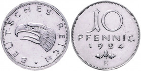 Weimarer Republik 10 Reichspfennig 1924 E Gestaltungsprobe in Aluminium, 0,96g J. zu317. Schaaf 317G3. 
in diesem Material sehr selten vz
