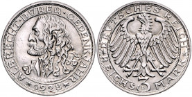 Weimarer Republik 3 Reichsmark 1928 D Zum 400. Todestag von Albrecht Dürer J. 332. 
 ss-vz