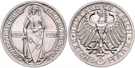 Weimarer Republik 3 Reichsmark 1928 A 900 Jahre Naumburg an der Saale J. 333. 
 vz