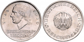 Weimarer Republik 5 Reichsmark 1929 A Zum 200. Geburtstag von Gotthold Ephraim Lessing J. 336. 
 f.vz