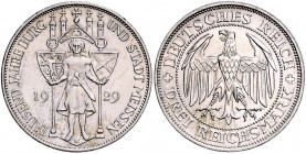 Weimarer Republik 3 Reichsmark 1929 E 1000 Jahre Burg und Stadt Meissen J. 338. 
gereinigt ss-vz