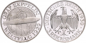 Weimarer Republik 3 Reichsmark 1930 A Zum Weltflug des 'Graf Zeppelin' 1929 J. 342. 
 PP