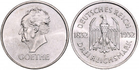 Weimarer Republik 3 Reichsmark 1932 F Zum 100. Todestag Goethes J. 350. 
 vz-st