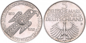 Bundesrepublik Deutschland 5 Deutsche Mark 1952 D 100 Jahre Germanisches National-Museum Nürnberg J. 388. 
 vz