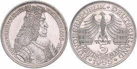 Bundesrepublik Deutschland 5 Deutsche Mark 1955 G Zum 300. Geburtstag des Markgrafen Ludwig Wilhelm von Baden J. 390. 
 ss-vz