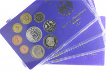 Bundesrepublik Deutschland Kursmünzensatz 1974 bestehend aus 4 Original-Kassetten, D F G J, je 10,68 DM, 1 Pfennig bis 5 DM, incl. 2 DM Adenauer und H...
