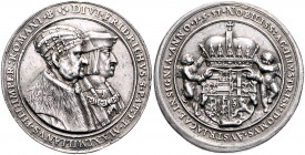 RDR - Österreich Ferdinand I. 1521-1564 Silbergussmedaille 1531 (v. Utz Gebhard, Joachimsthal (?)) auf seine Vorgänger Friedrich III. und Maximilian I...