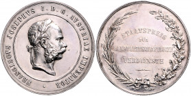 RDR - Österreich Franz Joseph I. 1848-1916 Silbermedaille o.J. Staatspreis für landwirtschaftliche Verdienste Hauser 2799. 
Rf. 40,2mm 34,9g ss