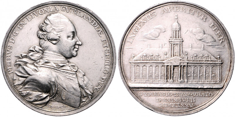 Baltikum - Kurland Peter Biron 1769-1795 Silbermedaille 1775 (v. Georgi) auf den...