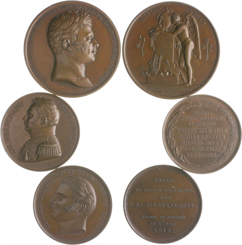 Frankreich Louis XVIII. 1814-1824 Lot o.J. von 3 Bronzemedaillen: 1815 (v. Merch...