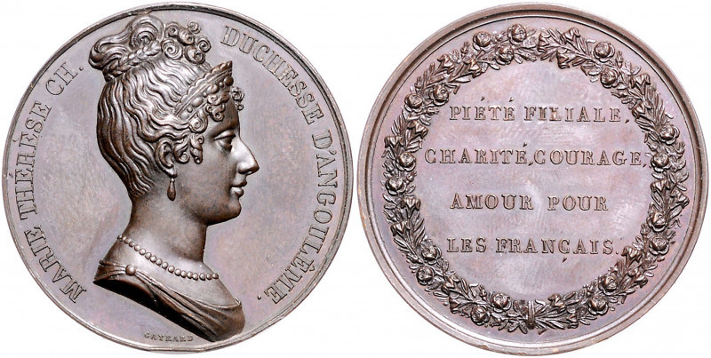 Frankreich Louis XVIII. 1814-1824 Bronzemedaille 1821 (v. Gayrard) auf Marie Thé...