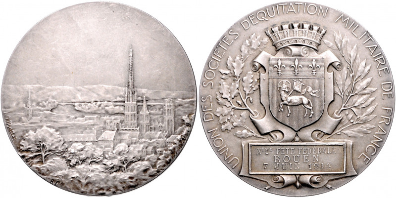 Frankreich - Rouen Silbermedaille 1914 (v. Mattei) auf das 21. Nationale und int...