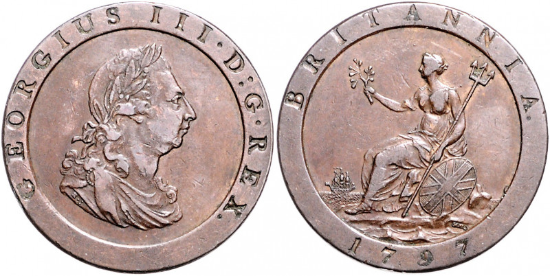 Großbritannien George III. 1760-1820 Lot o.J. von 2 Stücken: Penny und 2 Pence 1...