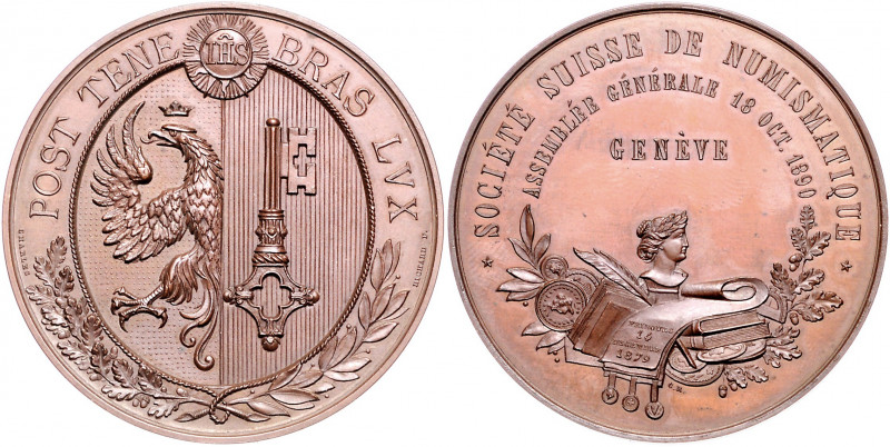 Schweiz - Genf Bronzemedaille 1890 (v. Richard) auf die Zusammenkunft der Schwei...