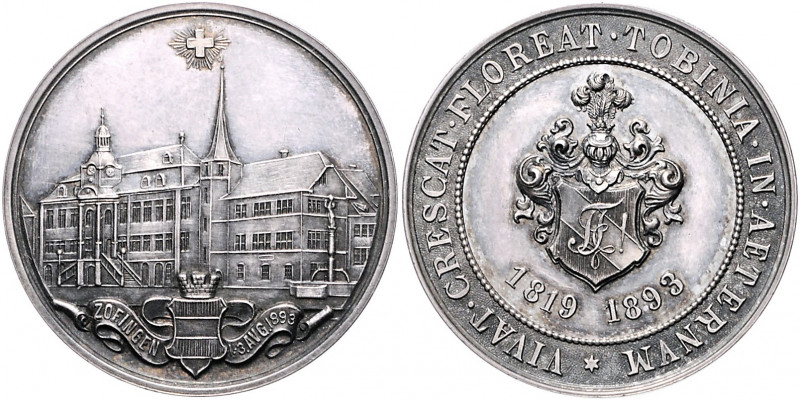 Schweiz - Zofingen Silbermedaille 1893 auf das 75-jährige Jubiläum der Studenten...