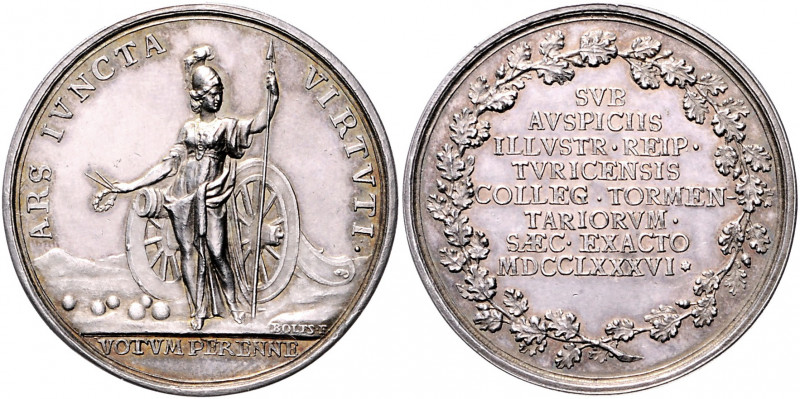 Schweiz - Zürich Silbermedaille 1786 (v. Bolts) auf die 100-Jahrfeier des Artill...