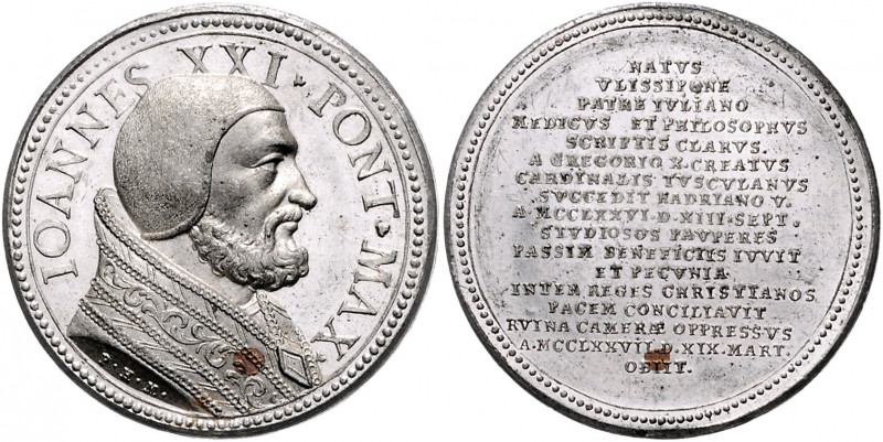 Vatikan Johannes XXI. 1276-1277 Zinnmedaille o.J. (v. P. H. Müller) Suitenmedail...