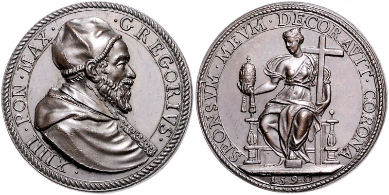 Vatikan Gregor XIV. 1590-1591 Bronzemedaille 1591 (v. de Bonis) SPONSVM . MEVM ....