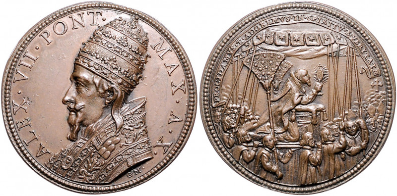 Vatikan Alexander VII. 1655-1667 Bronzemedaille o.J. AN X (v. G.M. = Gaspare Mor...