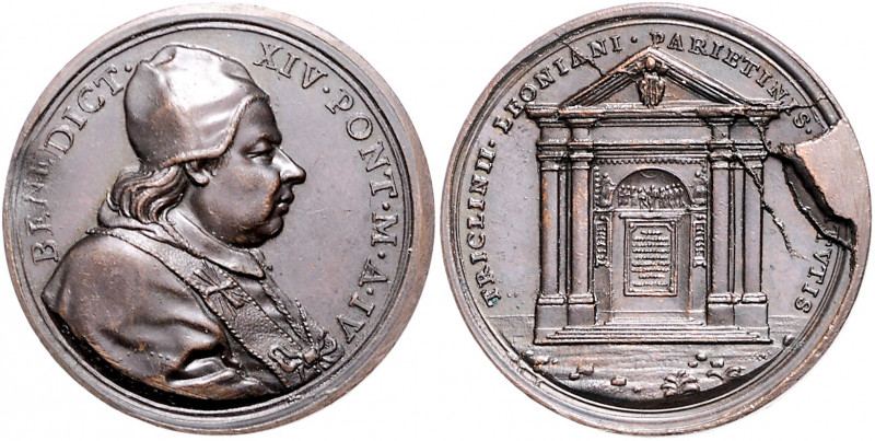 Vatikan Benedikt XIV. 1740-1758 Bronzemedaille o.J. AN IV (v. Hamerani) auf die ...