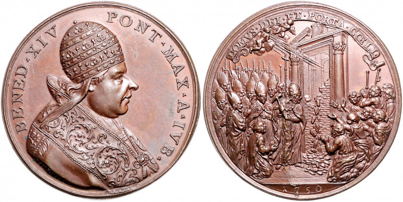 Vatikan Benedikt XIV. 1740-1758 Bronzemedaille 1750 (v. Hamerani) auf die Öffnun...