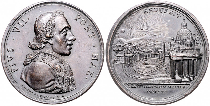 Vatikan Pius VII. 1800-1823 Bronzemedaille o.J. (v. Mercandetti) auf die Inbesit...