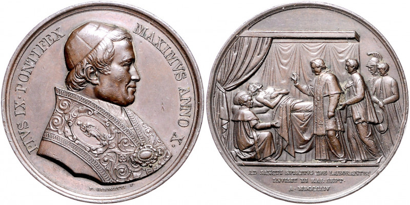 Vatikan Pius IX. 1846-1878 Bronzemedaille 1854 (v. Girometti) auf den Besuch im ...