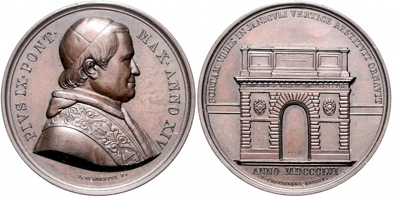 Vatikan Pius IX. 1846-1878 Bronzemedaille 1856 (v. Girometti) auf den Bau der St...