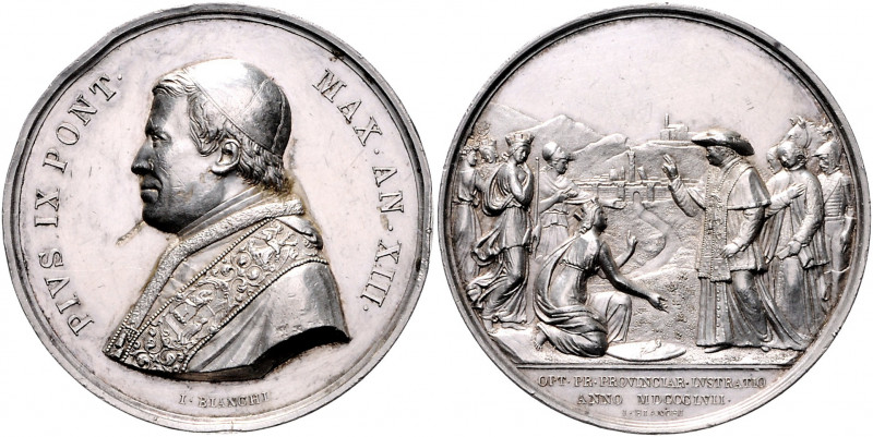 Vatikan Pius IX. 1846-1878 Silbermedaille 1857 (versilbert ?) (v. Bianchi) auf s...