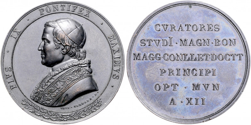 Vatikan Pius IX. 1846-1878 Bronzemedaille o.J. AN XII (v. Cerbara) auf das 12. A...