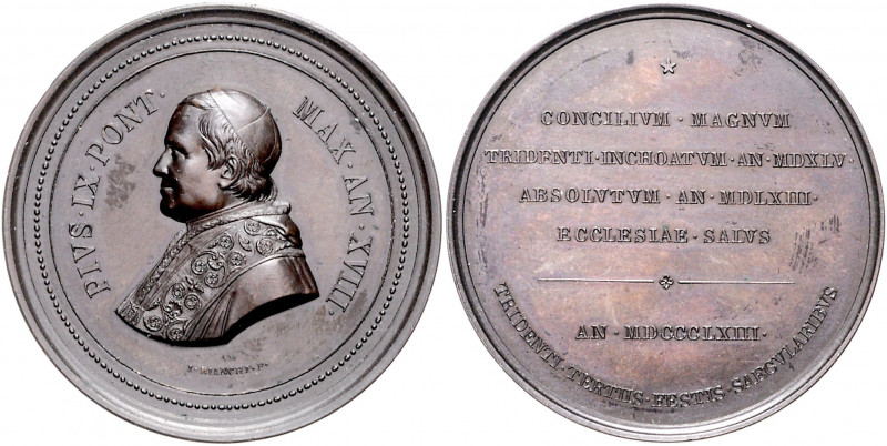 Vatikan Pius IX. 1846-1878 Bronzemedaille o.J. AN XVIII (v. Bianchi) auf die 300...