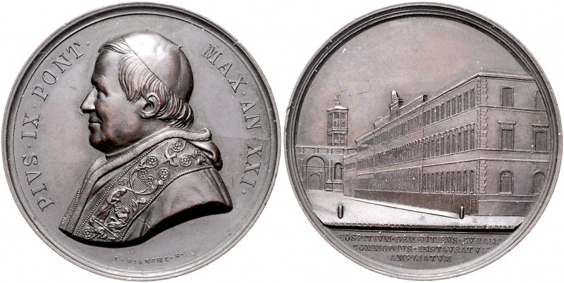 Vatikan Pius IX. 1846-1878 Bronzemedaille o.J. AN XXI (v. Bianchi) auf das neue ...